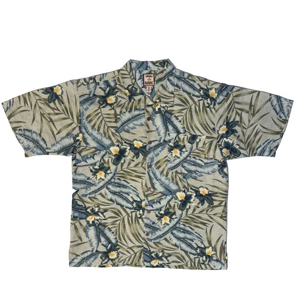Tommy Bahama Other - Tommy Bahama Silk Linen Green Hawaiian Shirt Large Mens Vacation Aloha Camp